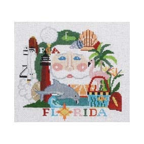 Santa Head NA01 Florida Santa Head Shelly Tribbey Designs 6.5 X 5.5 18 Mesh