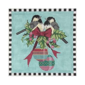 Christmas Larger Design C675 Christmas Chickadees Shelly Tribbey Designs 8.5X10.75 18 Mesh