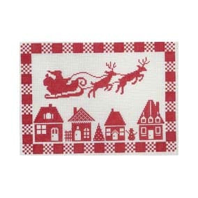 Christmas Larger Design C957 Red & White Santa Ride Shelly Tribbey Designs 8.5X6 18 Mesh