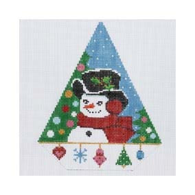 Triangle Christmas Ornament TR01B  6 X 7.5 13 Mesh Holiday Snowman Shelly Tribbey Designs