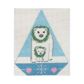 Triangle Christmas Ornament TR07B 6 X 7.5 13 Mesh Polar Mom & Child Santa Shelly Tribbey Designs