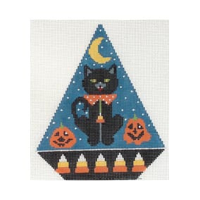 Halloween Triangle Ornament HTR01B Scary Cat Shelly Tribbey Designs 6 X 7.5 13 Mesh