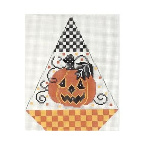 Halloween Triangle Ornament HTR03B Checked Jack-O-Lanterns Shelly Tribbey Designs 6 X 7.5 13 Mesh