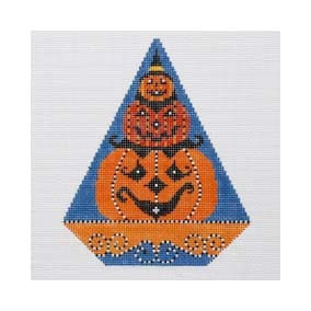 Halloween Triangle Ornament HTR12B Stack-O-Jacks Shelly Tribbey Designs 13 Mesh