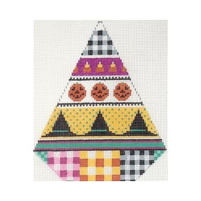 Halloween Triangle Ornament HTR06B Gingham Halloween Shelly Tribbey Designs 6X7.5 13 Mesh