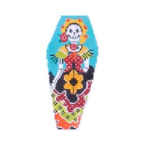 Halloween Coffin H005 Day of the Dead Girl  2.75X5.5 18 Mesh Shelly Tribbey Designs