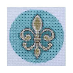 Floral FL102 Aqua Fleur de Lis Shelly Tribbey Designs 4"RD 18 Mesh