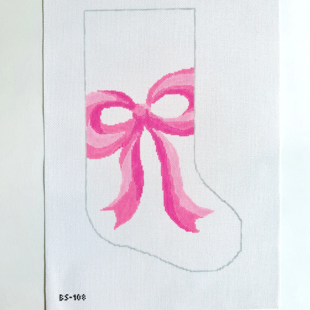 Pretty Pink Bow Stocking 16 1/2" long, 10" wide 13 Mesh Bauble Stockings BS16