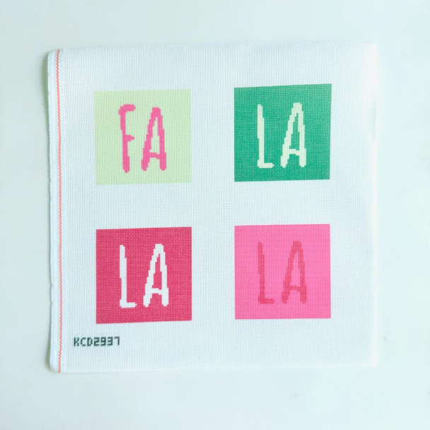 Fa La La Coasters Printed Canvas 10 3/4” x 10 3/4”, set of four 4” coasters 13 Mesh Moo Moo Designs