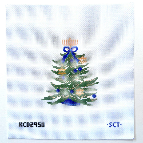 Chrismukkah Tree Printed Canvas 3 1/2” x 4” 18 Mesh SCT Designs (KCN) KCD1422