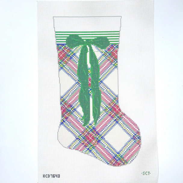 Cream Tartan Stocking Printed Canvas 11” x 19” 13 Mesh SCT Designs (KCN) KCD7643