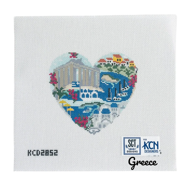 Greece Heart 4 1/2" X 4 1/4" 18 Mesh SCT Designs (KCN) KCD2852