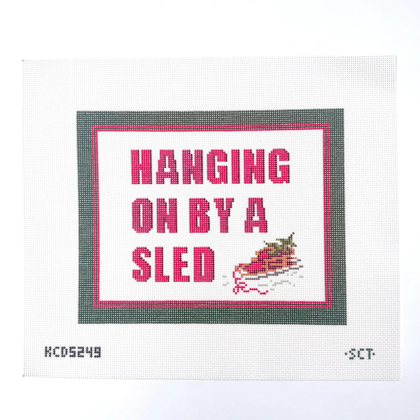Hanging on by a Sled Printed Canvas 10" x 8” 13 Mesh SCT Designs (KCN) KCD5249