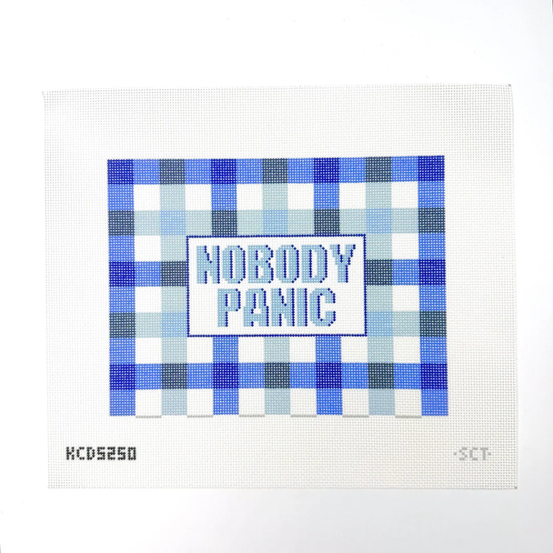 Nobody Panic - Blue Printed Canvas 10” x 7 3/4” 13 Mesh SCT Designs (KCN) KCD5250
