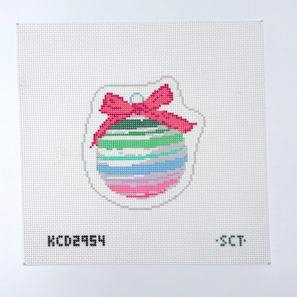 Rainbow Stripe Ornament Printed Canvas 4 1/2 x 5” 13 Mesh SCT Designs (KCN) KCD2954