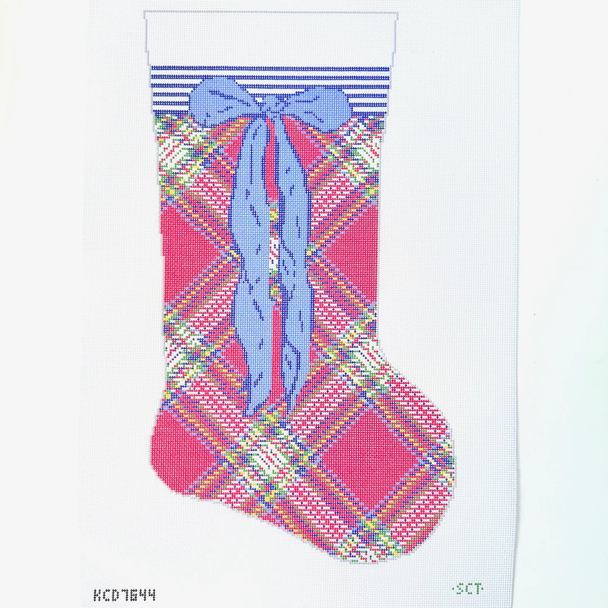 Red Tartan Stocking Printed Canvas 11” x 19” 13 Mesh SCT Designs (KCN) KCD7644