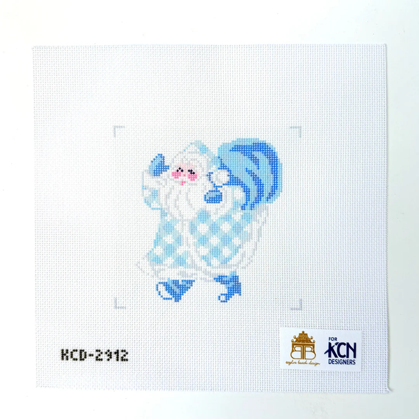 Blue Gingham Santa Printed Canvas 18 Mesh Taylor Beach