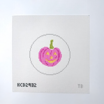 Single Pink Pumpkin Printed Canvas 4 1/2" Round 13 Mesh Taylor Beach