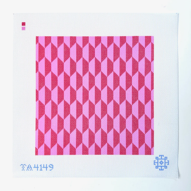 Hexagon - Pink Printed Canvas 10 1/4” Square 13 Mesh Thorn Alexander (KCN)