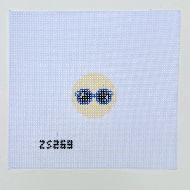 Sunnies Key Fob Printed Canvas 1 1/2” Round 18 Mesh Ziggy Stitches