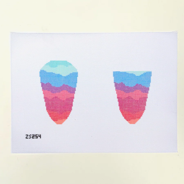 Rainbow Wave Scissors Case Printed Canvas 8” x 4 1/2” 18 Mesh Ziggy Stitches