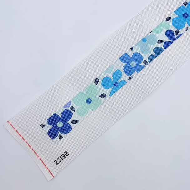 Flower Power Blue Purse Strap/Belt 15 1/2" X 2" 13 Mesh Ziggy Stitches