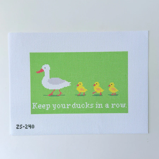 Keep Your Ducks in a Row Printed Canvas 9 1/2“ x 6” 18 Mesh Ziggy Stitches
