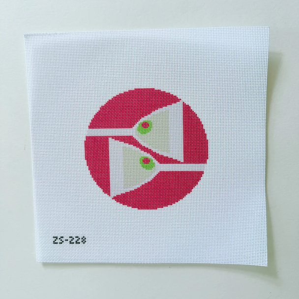 Martini Round Printed Canvas 4 1/2" Round 18 Mesh Ziggy Stitches