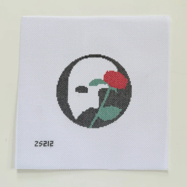 Mask and Roses 4" X 4" 18 Mesh Ziggy Stitches