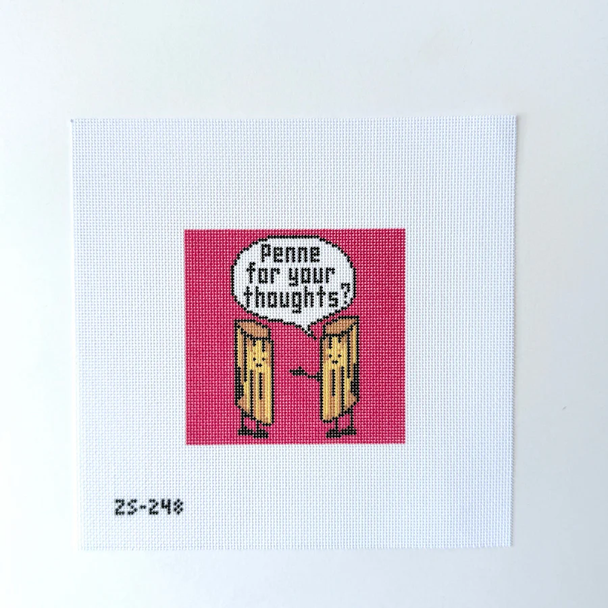 Penne for your thoughts Printed Canvas 4 x 4  18 Mesh Ziggy Stitches