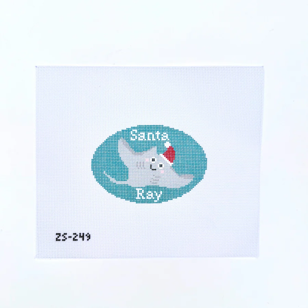 Santa Ray Printed Canvas 4 1/4” x 3” 18 Mesh Ziggy Stitches