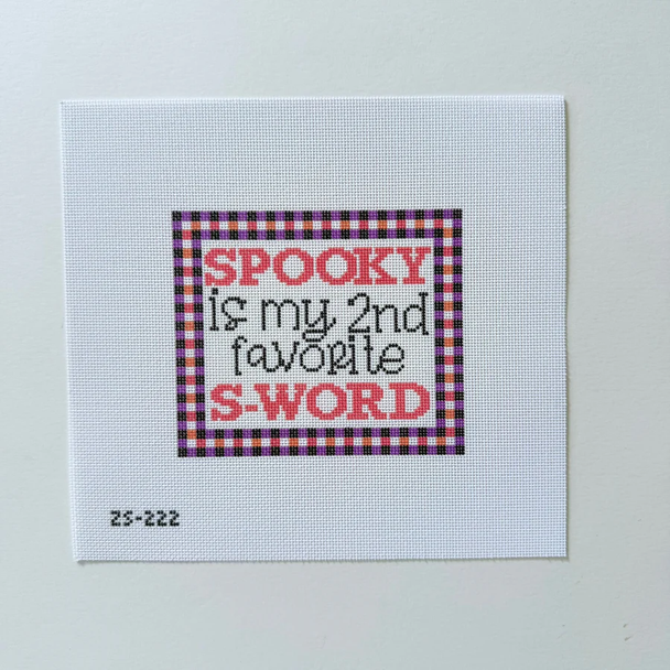 Spooky S Word Printed Canvas 5 1/4" x 4 1/2" 18 Mesh Ziggy Stitches