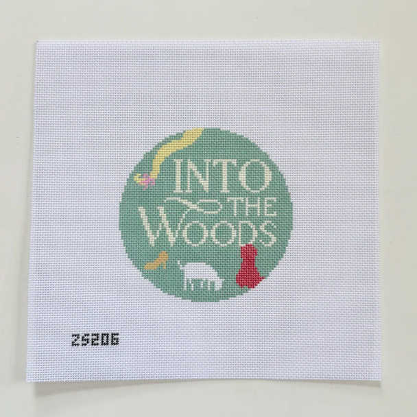Slipper, Cow, and Hood on Green Into The Woods  4" X 4" 18 Mesh Ziggy Stitches