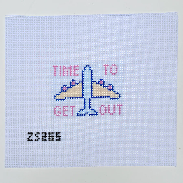 Time to Get Out Luggage Tag Printed Canvas 3 1/4 x 2 1/2” 13 Mesh Ziggy Stitches
