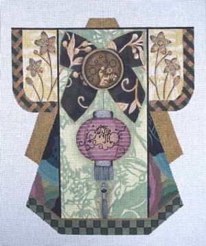 Asian Purple Lantern Kimono 15 x 18"  18 Mesh Lani Enterprises