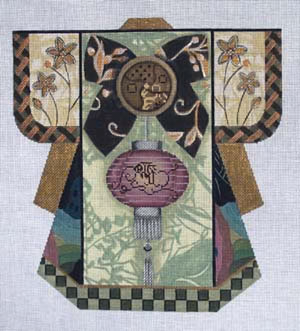 Asian Purple Lantern Kimono 11 x 12"   18 Mesh Lani Enterprises