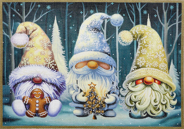 Christmas GN-4 White Christmas Gnomes 8.5 x 12" 18 Mesh Lani Enterprises