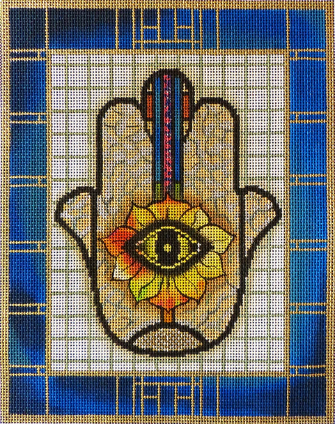 JUDAICAL 405b Blue Hamsa 8 x 11"  13 Mesh Lani Enterprises