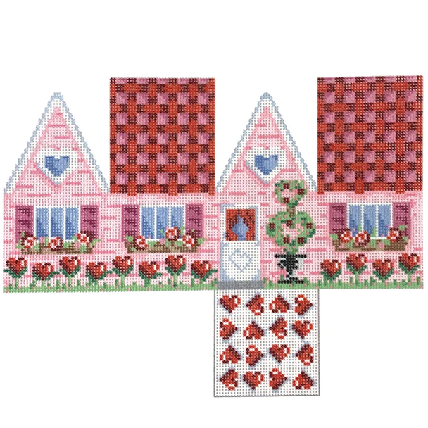 NTG TS394 Valentine Cottage 6" x 8" 18 Mesh Two Sisters Designs