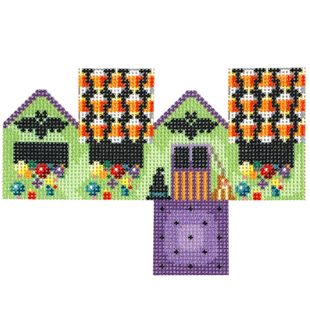 NTG TS404 Halloween/Bats Mini Cottage 3.25" x 4.75"  18 Mesh Two Sisters Designs