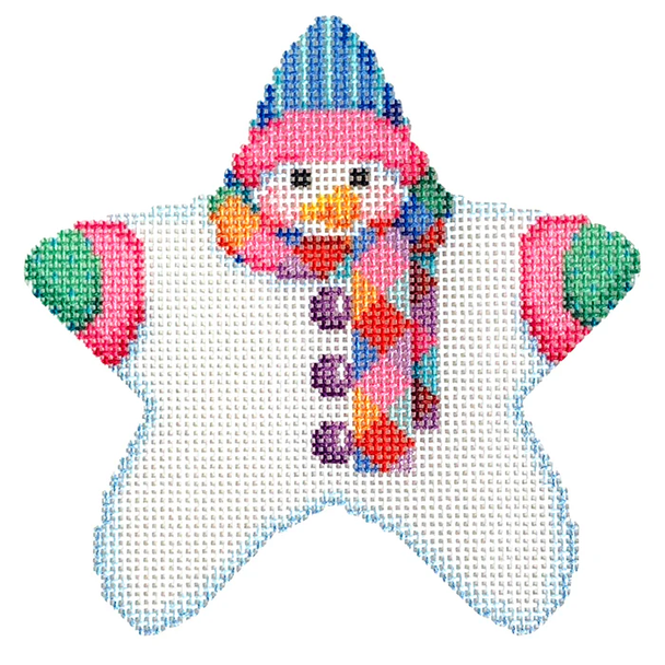 NTG TS421 - Star Shaped Snowman Harlequin Scarf 4.25" x 4.25" 18 Mesh Two Sisters Designs