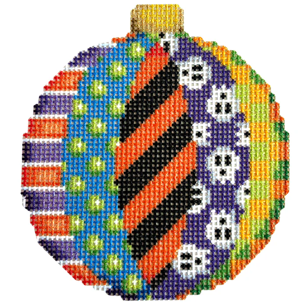 NTG TS560 - Skull Patch Ball Ornament 3.5" x 3.25" 18 Mesh Two Sisters Designs