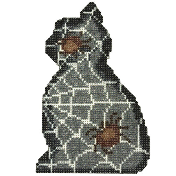 NTG TS625 - Spider Web Kitty Cat 4.25" x 2.75" 18 Mesh Two Sisters Designs