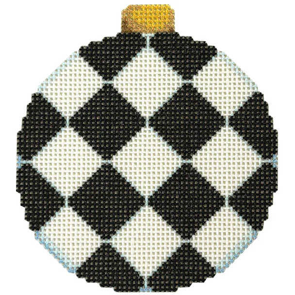 NTG TS605 - Black Harlequin Ball Ornament 3.5" x 3" 18 Mesh Two Sisters Designs