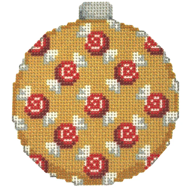 NTG TS620 - Swirl Candies on Gold Ball Ornament 3.5" x 3"  18 Mesh Two Sisters Designs