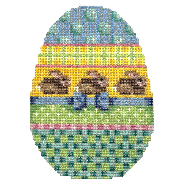NTG TS705 - Brown Bunnies/Dots Egg 3.5" x 2.5" 18 Mesh Two Sisters Designs