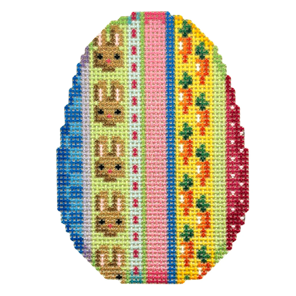 NTG TS714 - Bunny/Hop Stripe Egg 3.5" x 2.5" 18 Mesh Two Sisters Designs