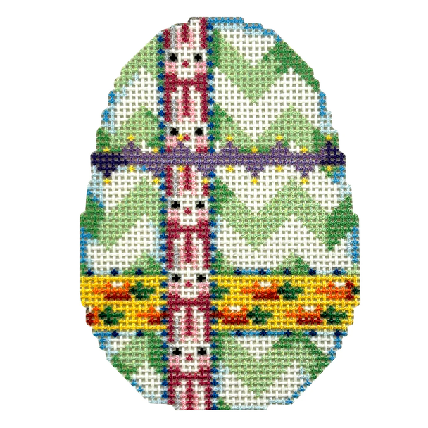 NTG TS717 - Chevron/Bunnies/Carrots Egg 3.5" x 2.5" 18 Mesh Two Sisters Designs