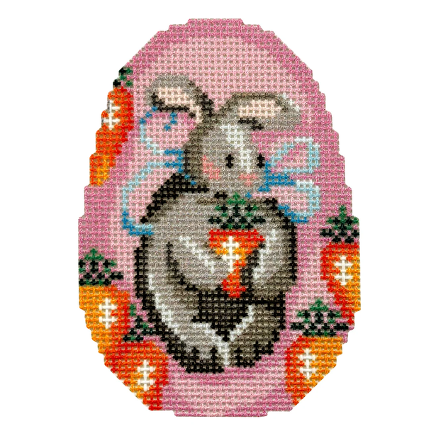 NTG TS719 - Bunny/Carrots Egg 3.5" x 2.5" 18 Mesh Two Sisters Designs