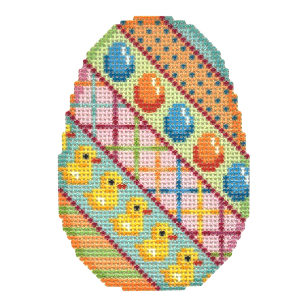 NTG TS731 - Diagonal Stripes/Chick Egg 3.5" x 2.5" 18 Mesh Two Sisters Designs